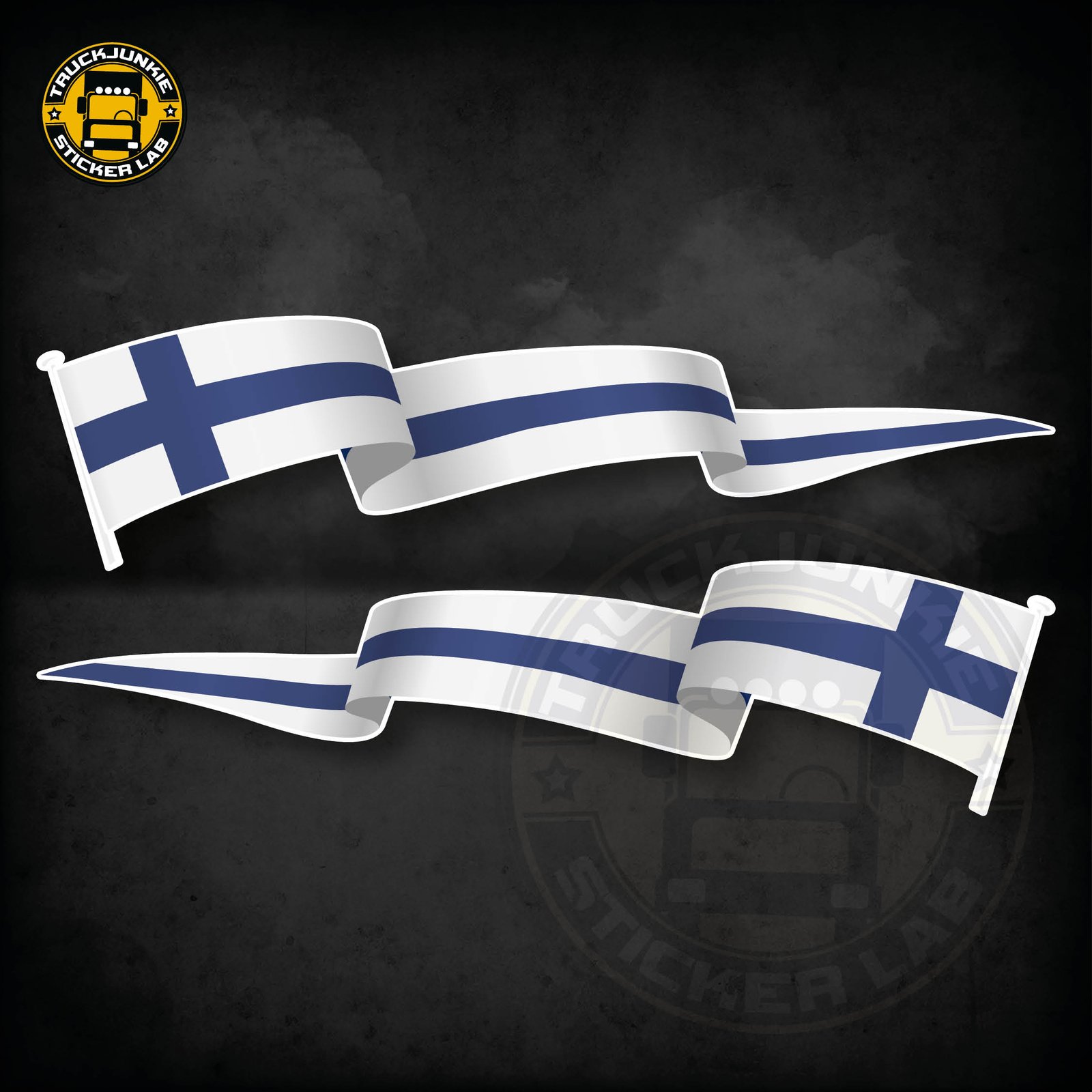 Lot d'autocollants « Drapeau flottant » - Finlande - 14 cm / 35 cm