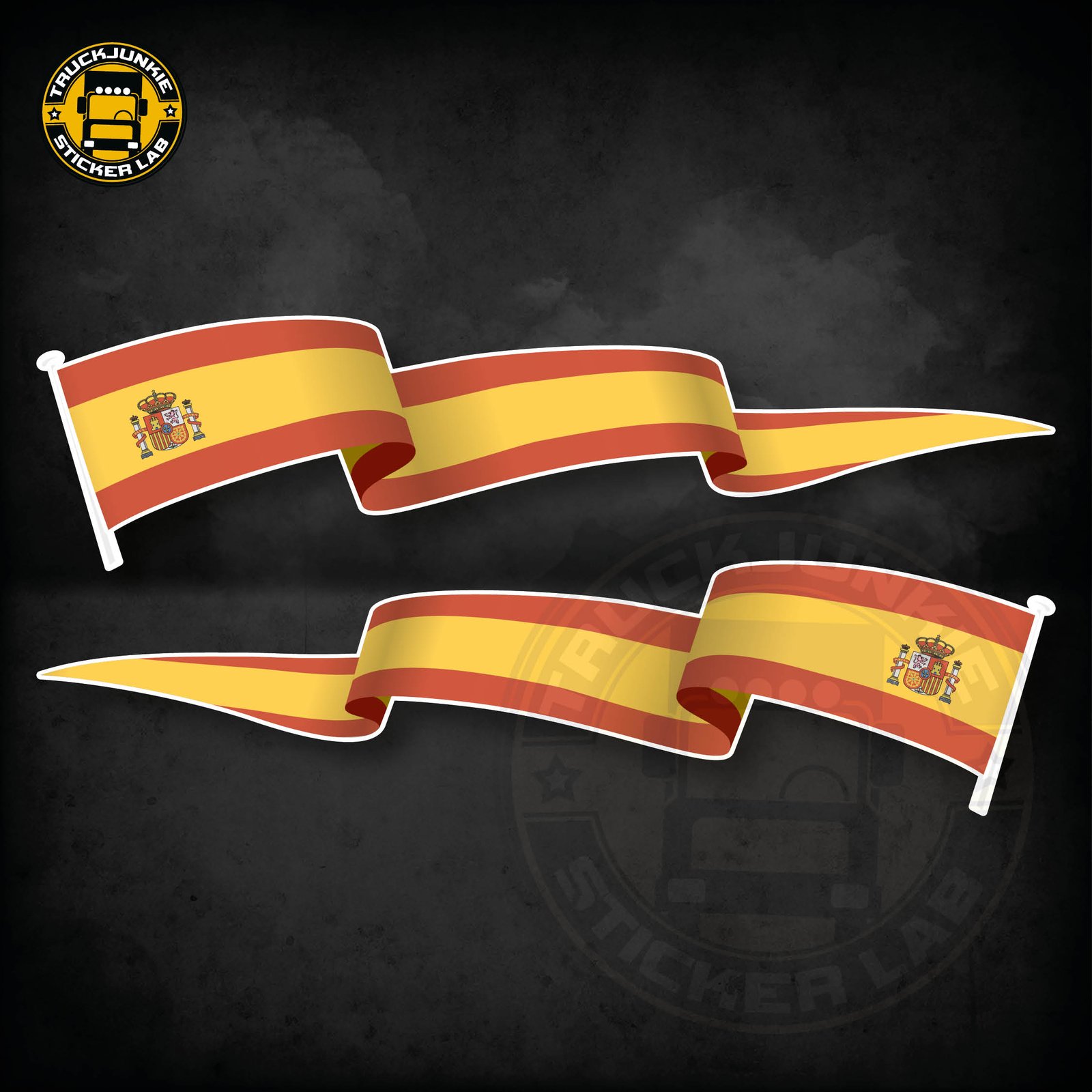 Lot d'autocollants « Drapeau flottant » Espagne 14 cm / 35 cm