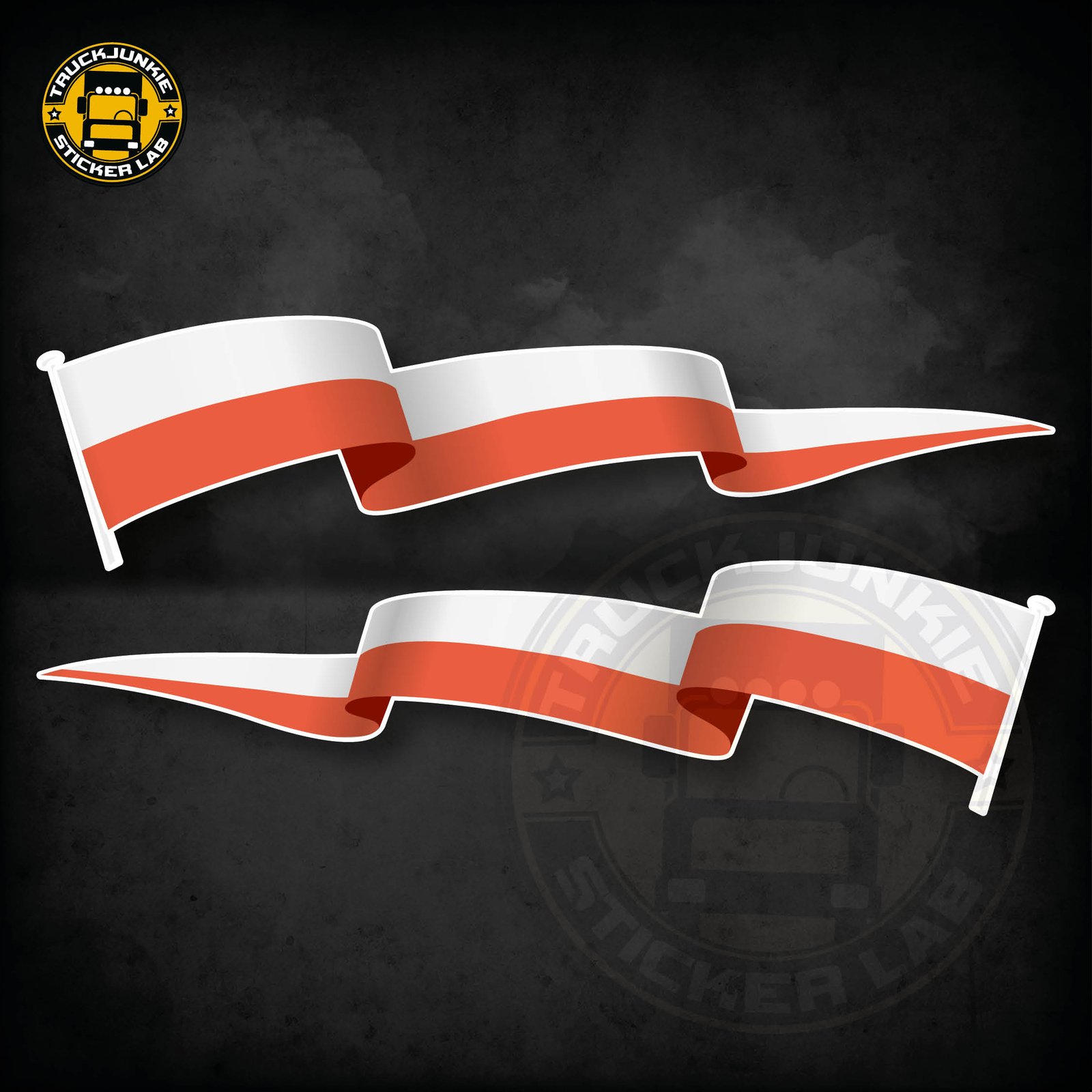 Lot d'autocollants « Drapeau flottant » Pologne 14 cm / 35 cm