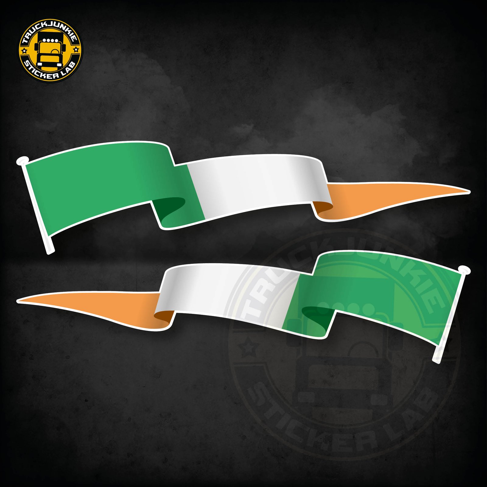 Set di adesivi con bandiera sventolante dell'Irlanda 14 cm / 35 cm