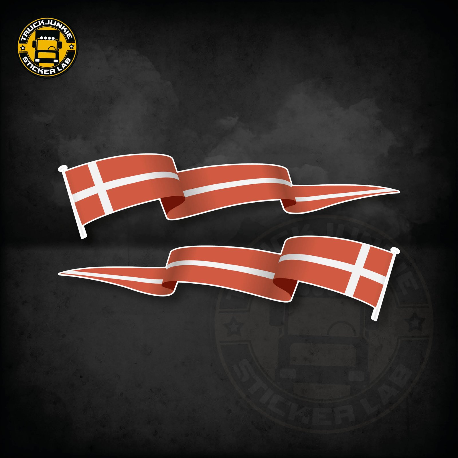 Sticker Drapeau Flottant Set Danemark 14cm / 35cm