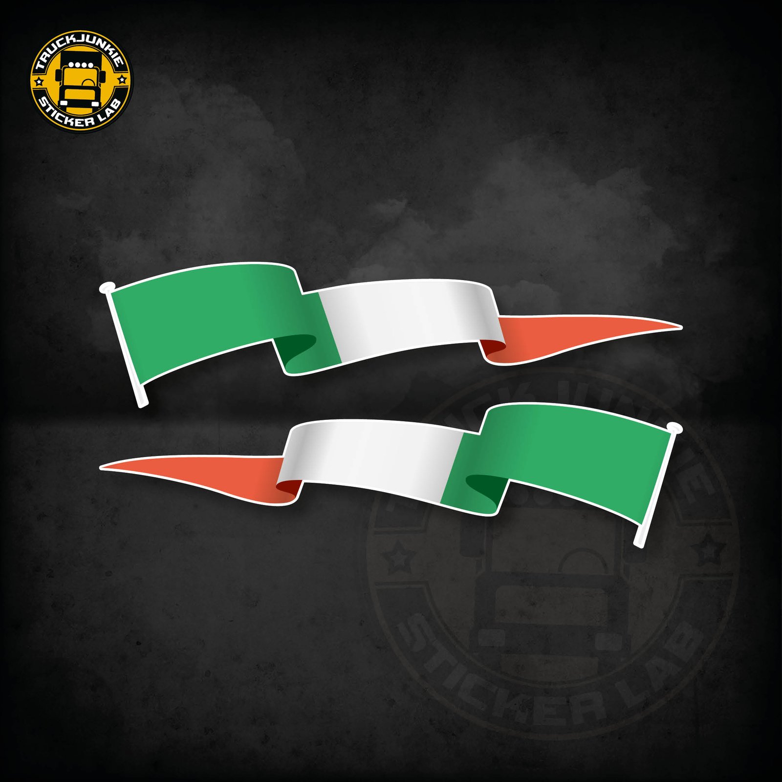 Lot d'autocollants « Drapeau flottant » Italie 14 cm / 35 cm