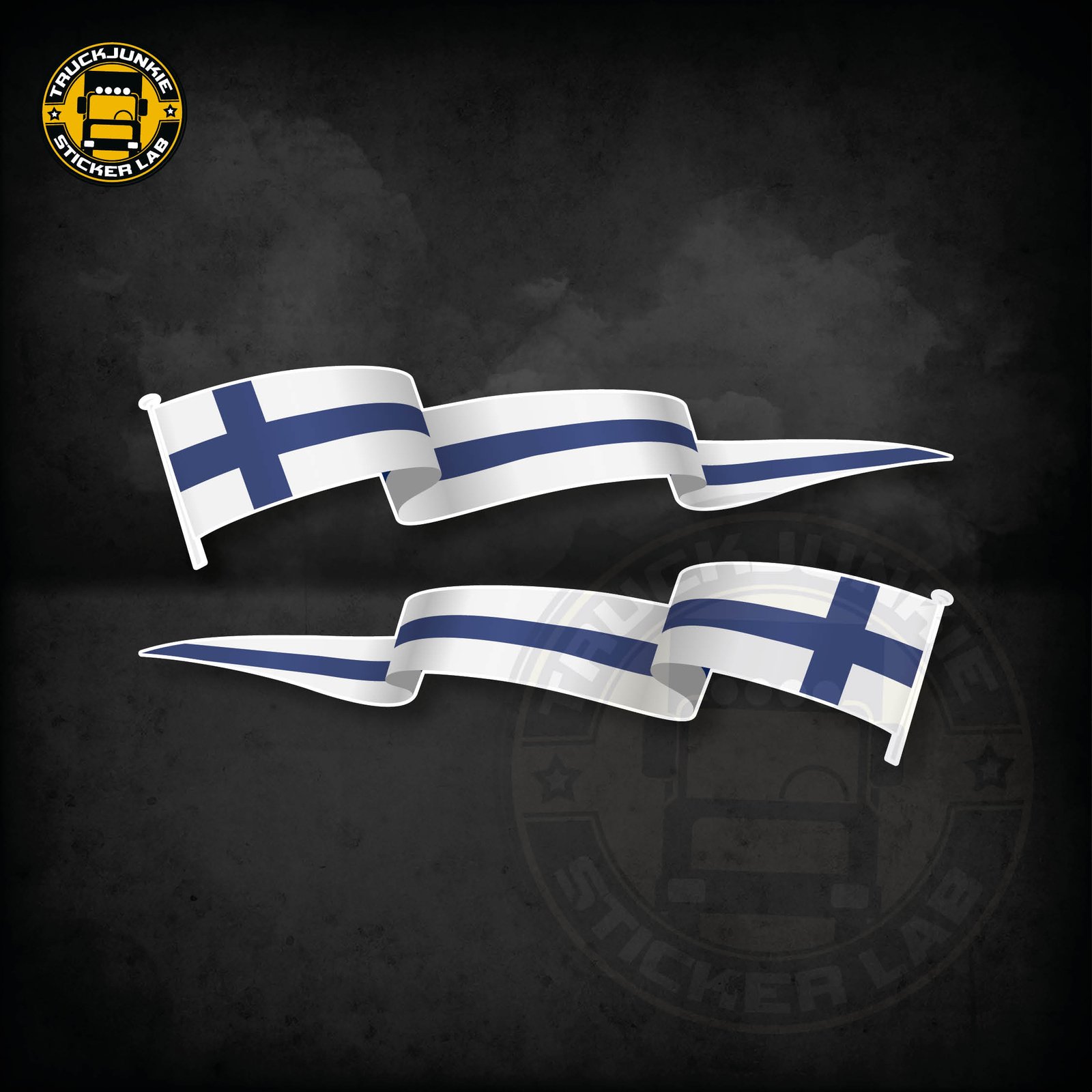 Lot d'autocollants « Drapeau flottant » - Finlande - 14 cm / 35 cm