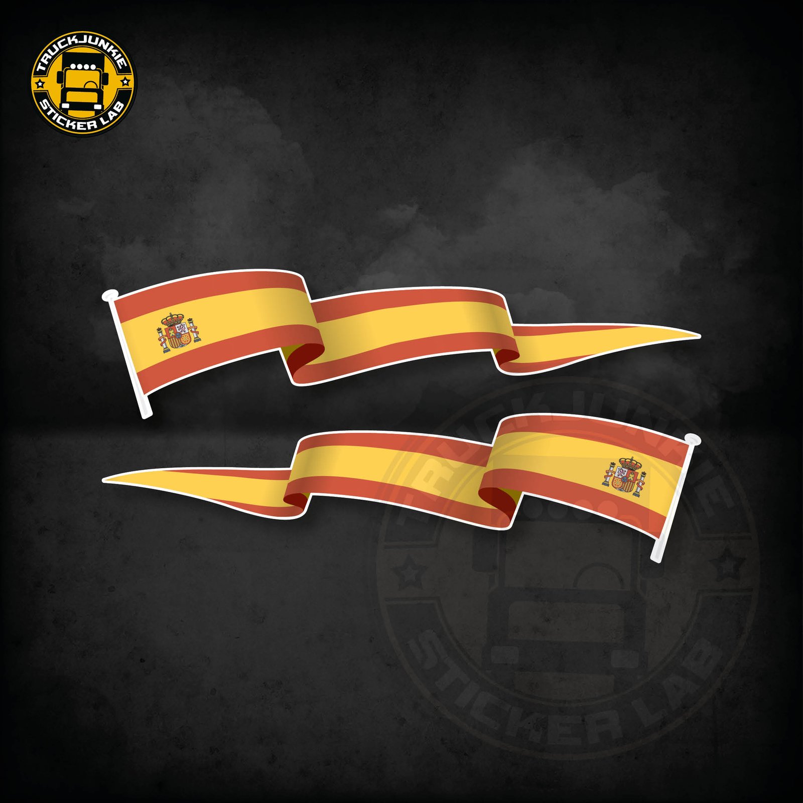 Lot d'autocollants « Drapeau flottant » Espagne 14 cm / 35 cm