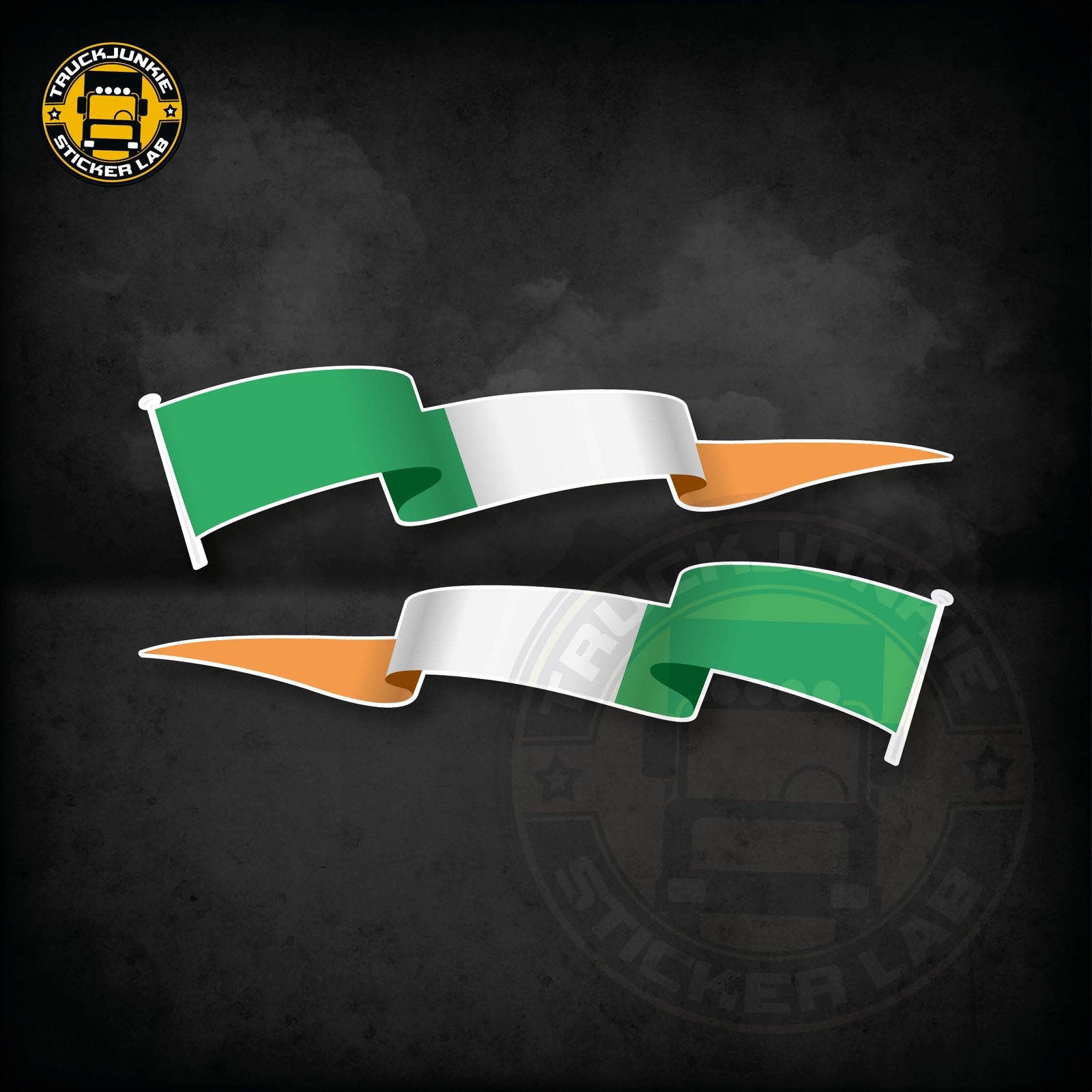 Set di adesivi con bandiera sventolante dell'Irlanda 14 cm / 35 cm
