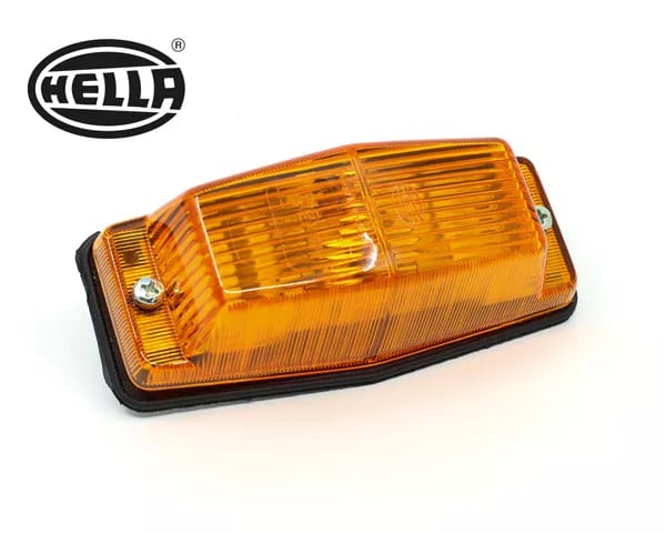 Feu Clignotant Auxiliaire Hella Orange Double Brûleur + Plaque arrière en acier inoxydable