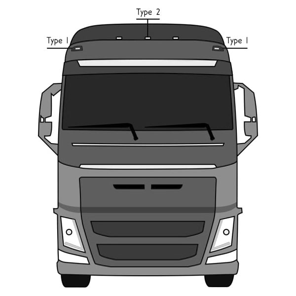 Volvo FH 2012+ Neon Top Light White Amber Type 1 Set L+R