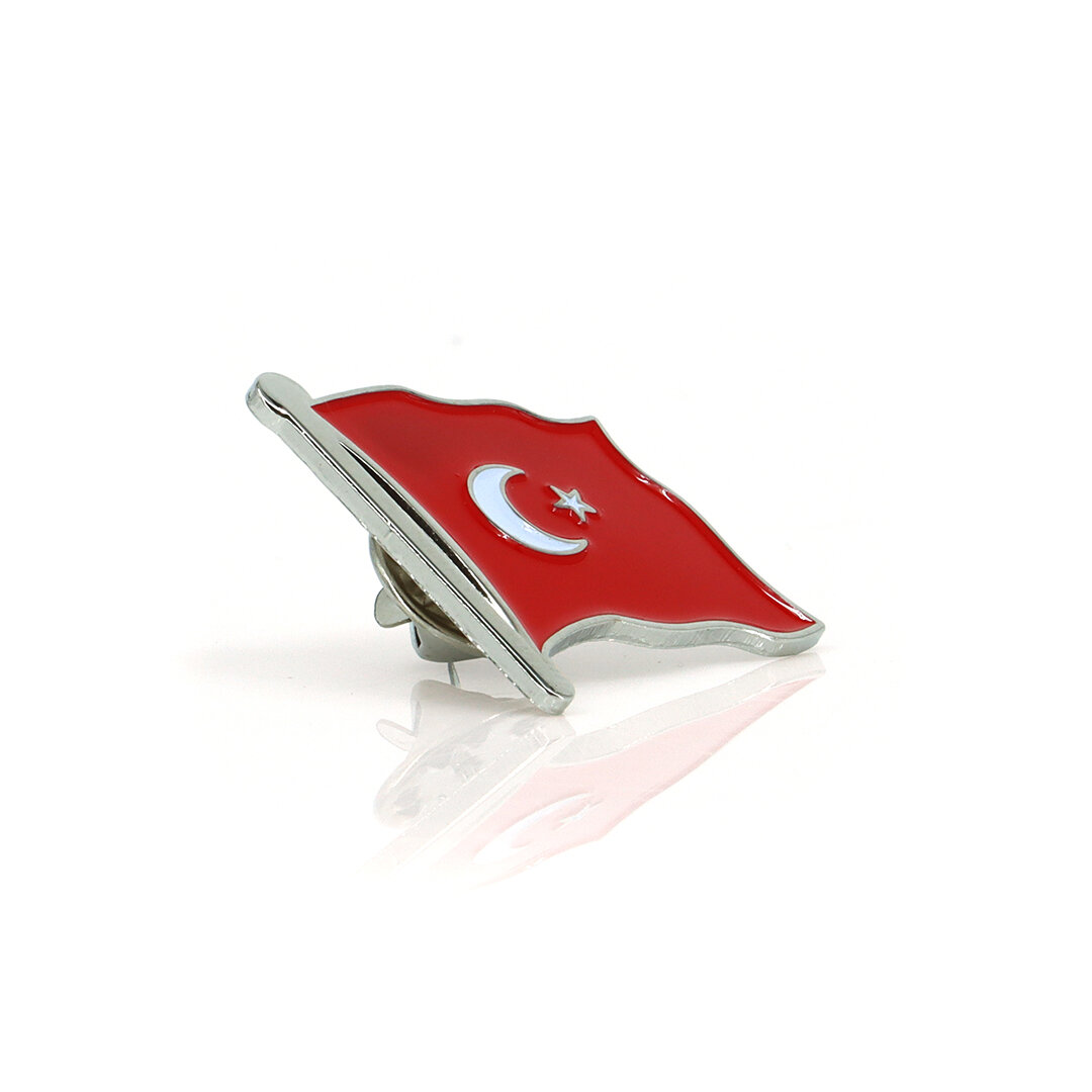 Épingle drapeau Turquie argentée 2,5x2,5cm