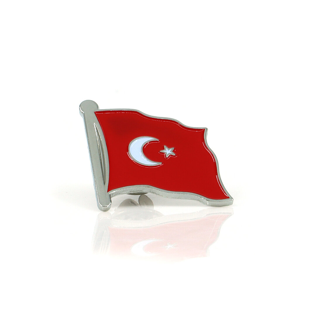 Épingle drapeau Turquie argentée 2,5x2,5cm