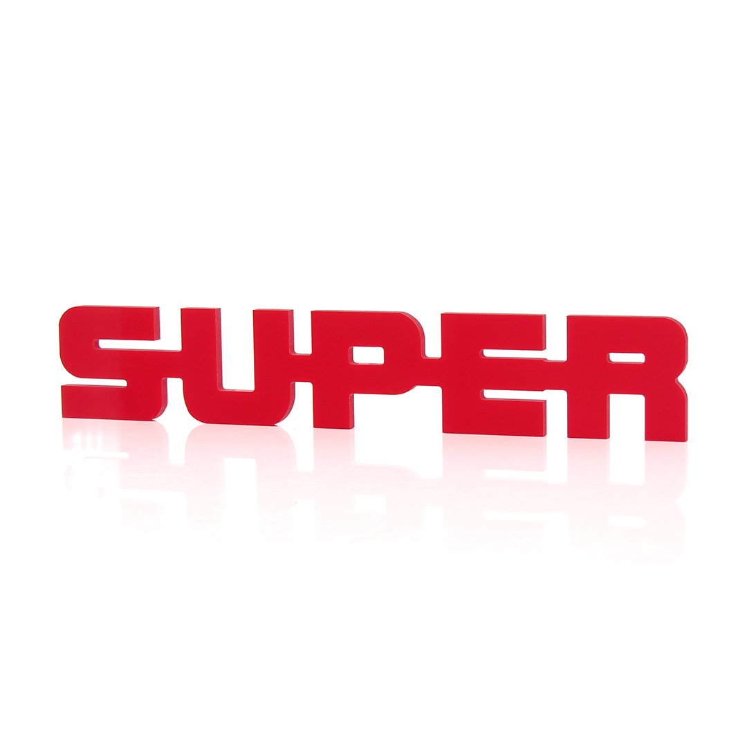 Super Emblem Brillant Haute 37x6,6cm Noir ou Blanc 8mm Plastique