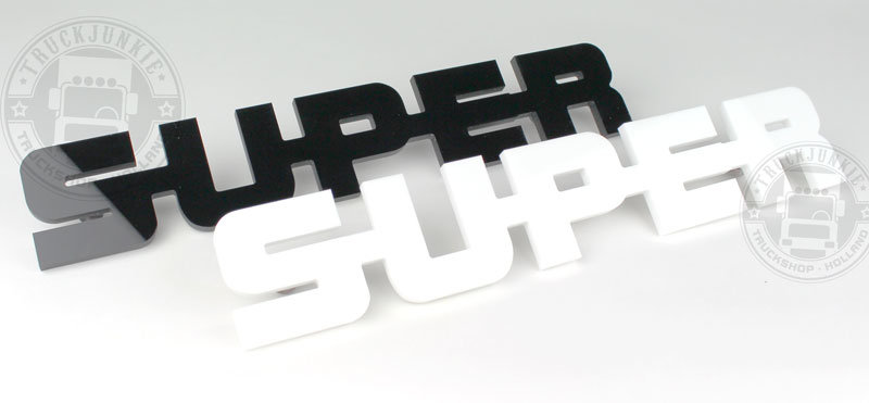 Super Emblem Brillant Haute 37x6,6cm Noir ou Blanc 8mm Plastique