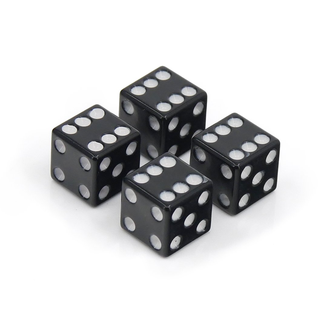 United Pacific Dobbelsteen Ventieldopjes Zwart/Wit - 4 Stuks