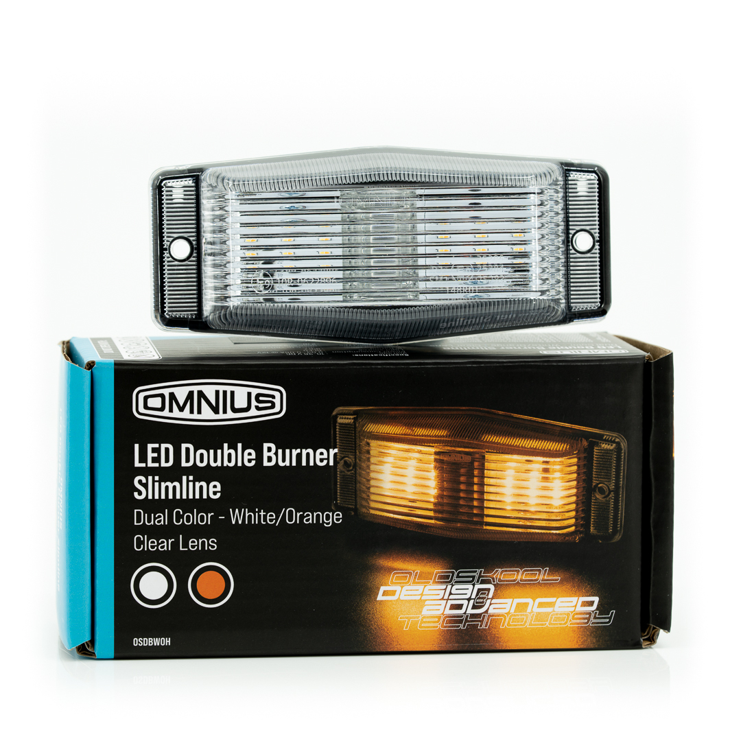 Omnius Slimline LED Dubbelbrander Transparant Schakelbaar Wit Oranje