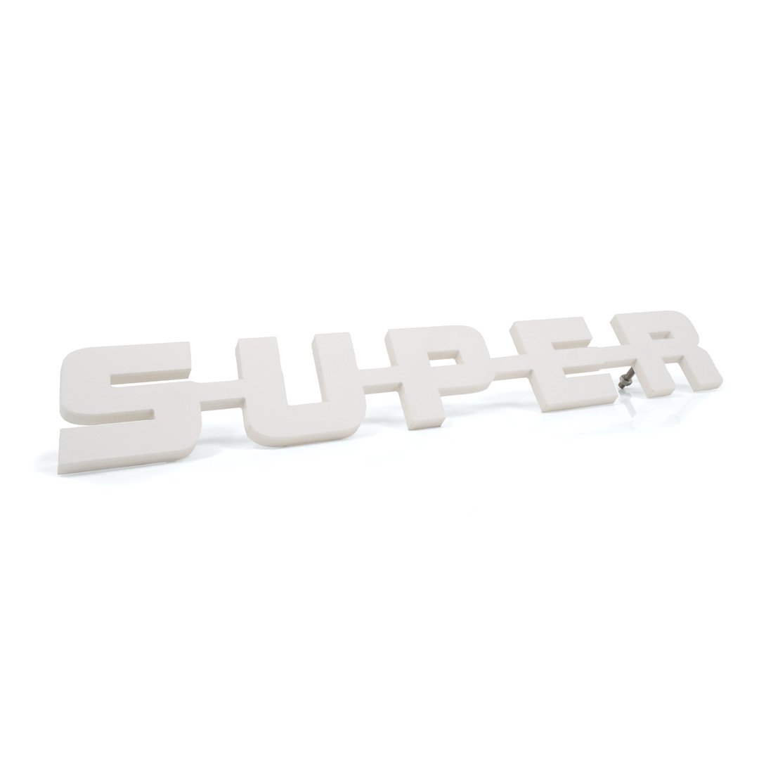 Super Emblem Hochglanz 45x7cm 8mm Hartkunststoff Mit Montagematerialien