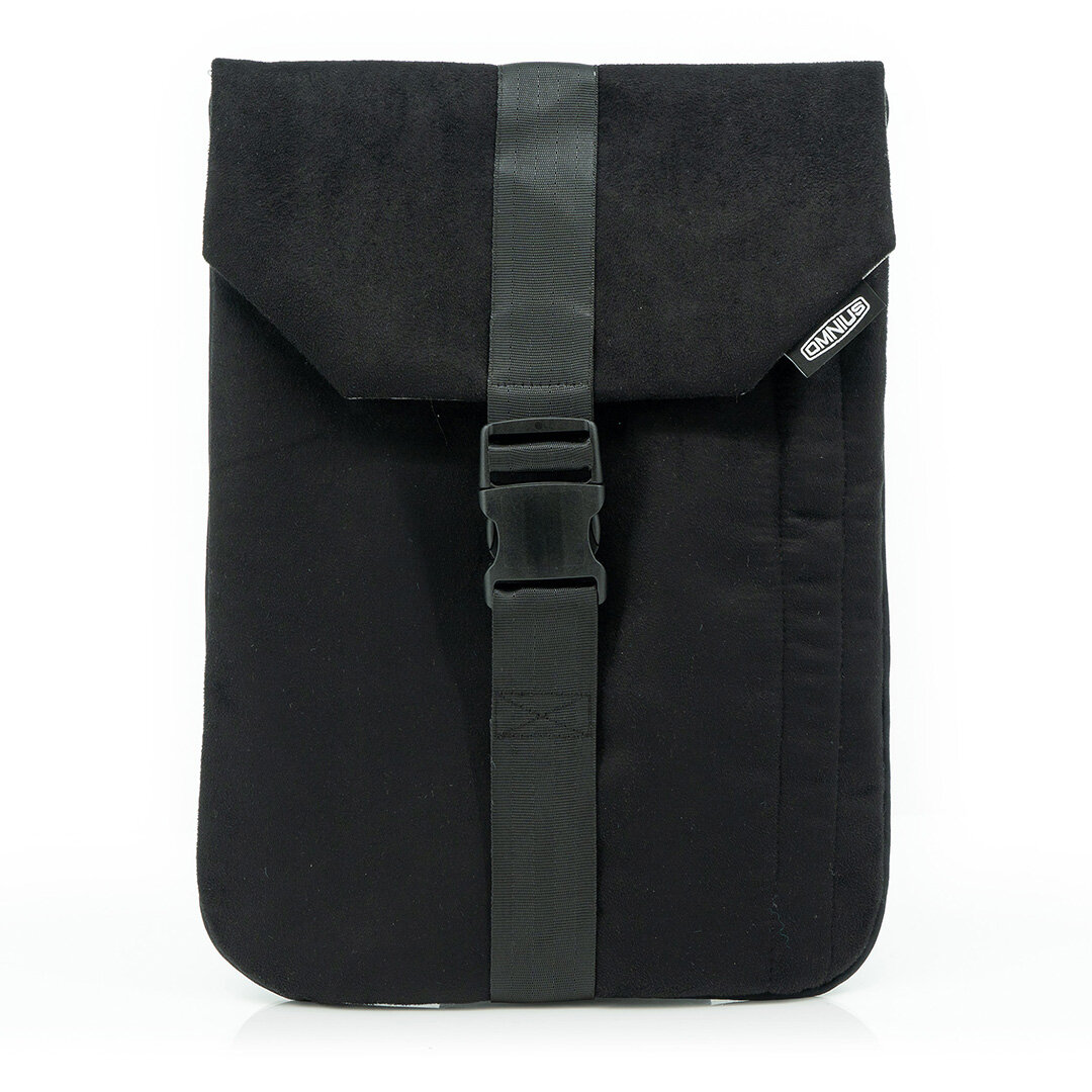 Support pour ordinateur portable Omnius 14 pouces noir aspect Alcantara fermeture à clip