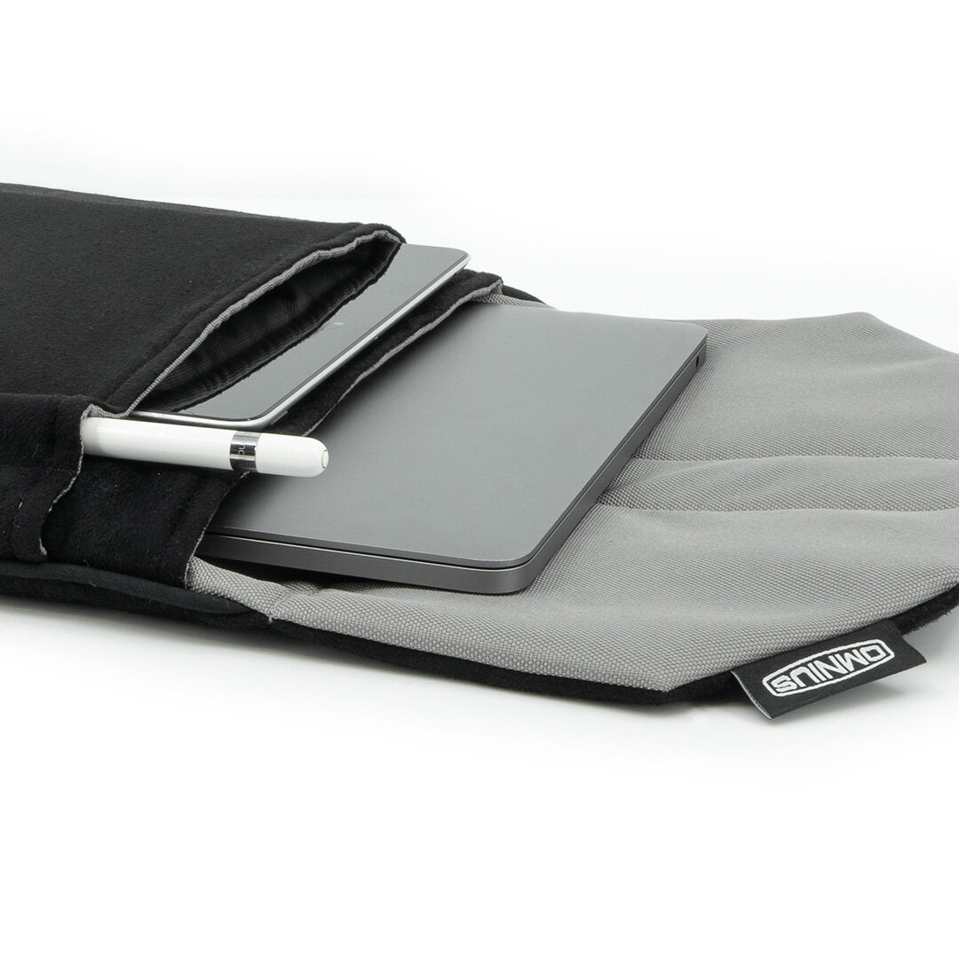 Support pour ordinateur portable Omnius 14 pouces noir aspect Alcantara fermeture à clip