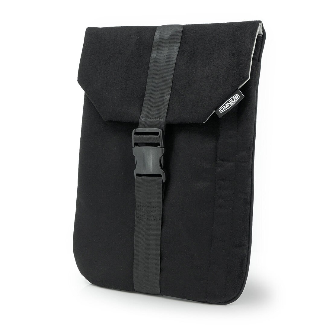 Support pour ordinateur portable Omnius 14 pouces noir aspect Alcantara fermeture à clip