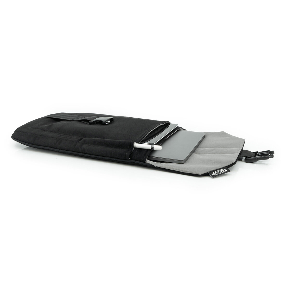 Support pour ordinateur portable Omnius 14 pouces noir aspect Alcantara fermeture à clip