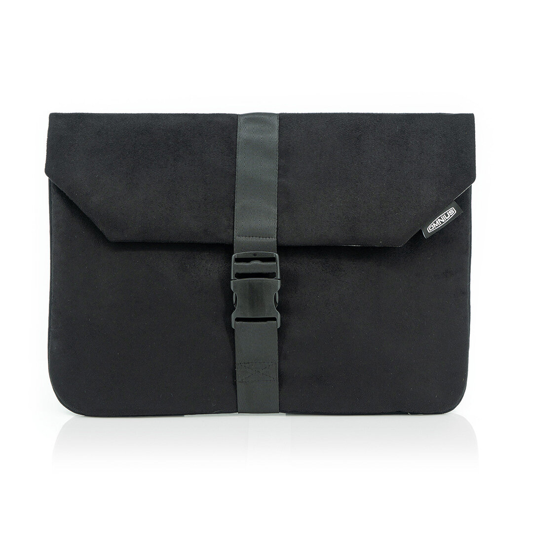 Support pour ordinateur portable Omnius 16 pouces noir aspect Alcantara fermeture à clip