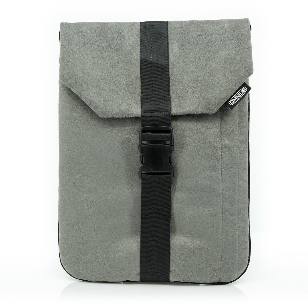 Support pour ordinateur portable Omnius 14 pouces gris aspect Alcantara fermeture à clip
