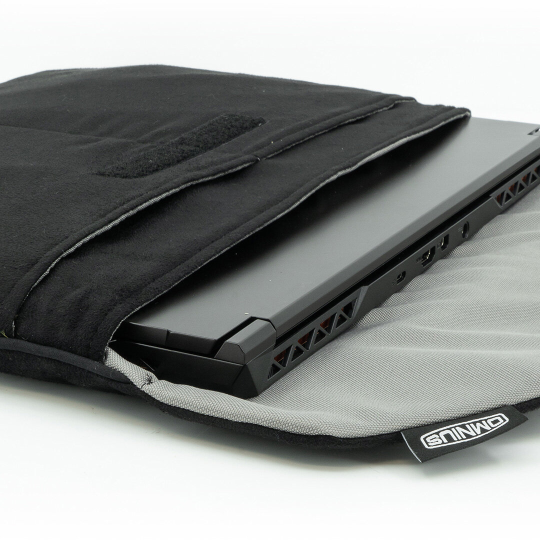Support pour ordinateur portable Omnius 16 pouces noir aspect Alcantara fermeture velcro