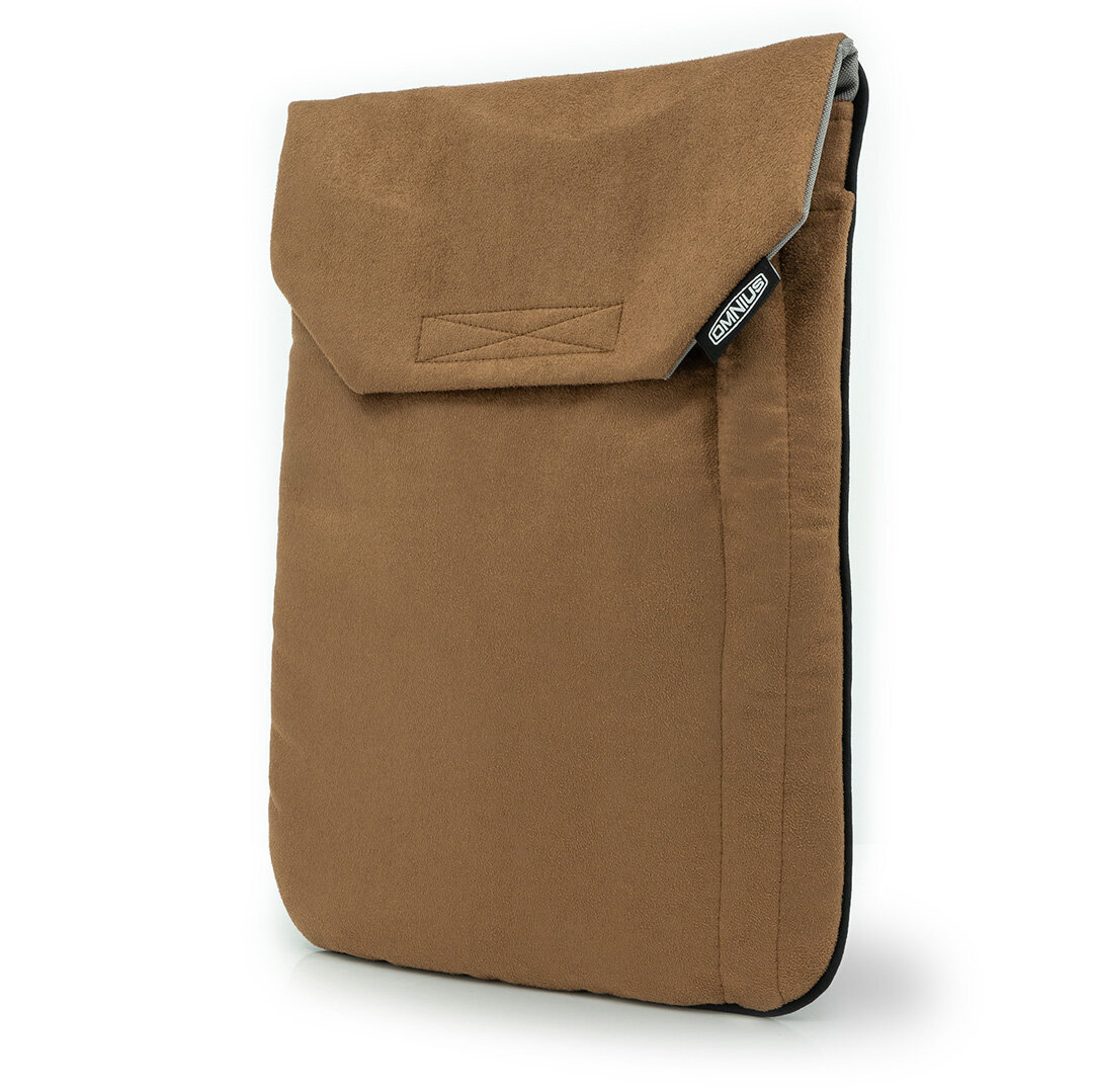 Support pour ordinateur portable Omnius 14 pouces marron aspect Alcantara fermeture velcro