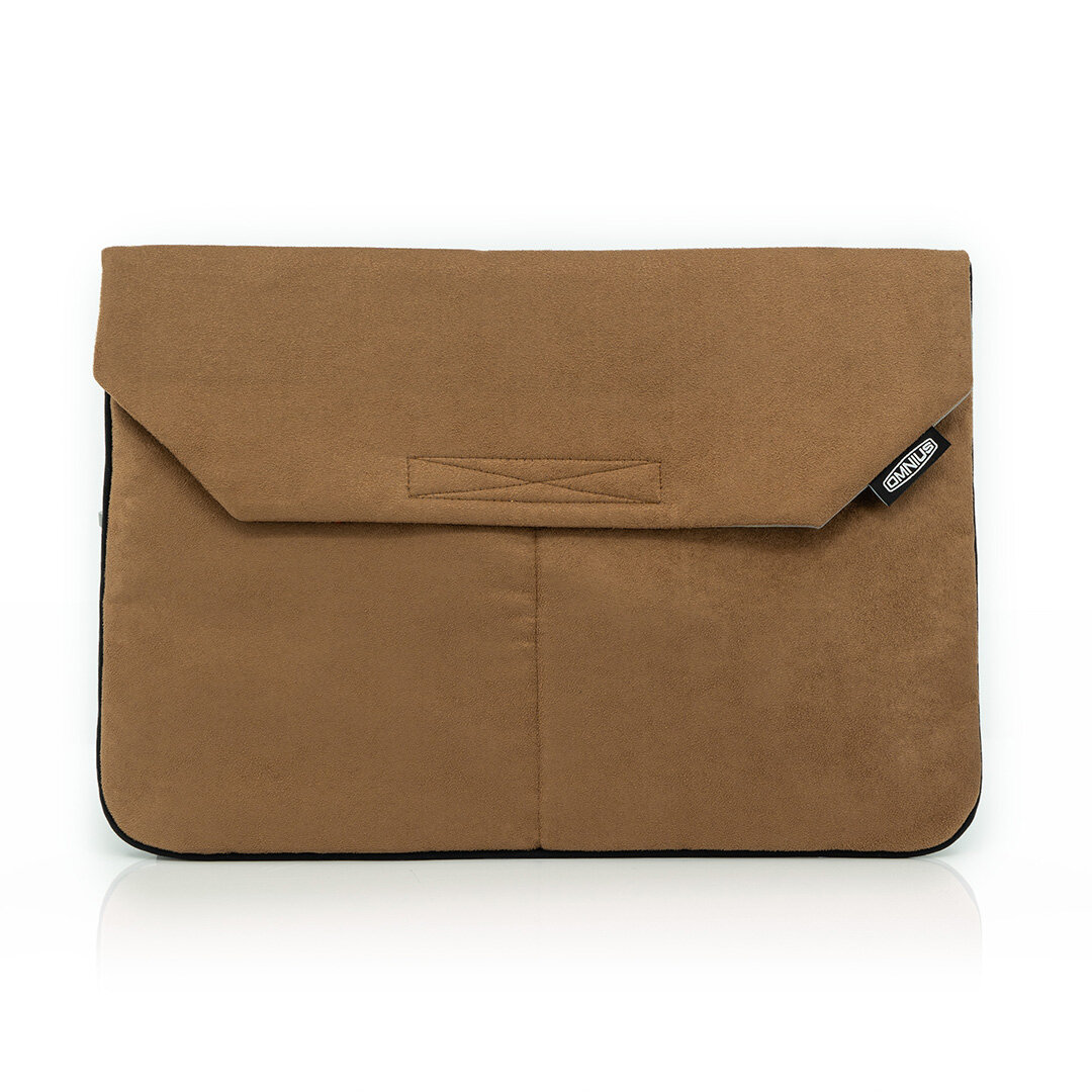 Support pour ordinateur portable Omnius 16 pouces aspect alcantara marron fermeture velcro