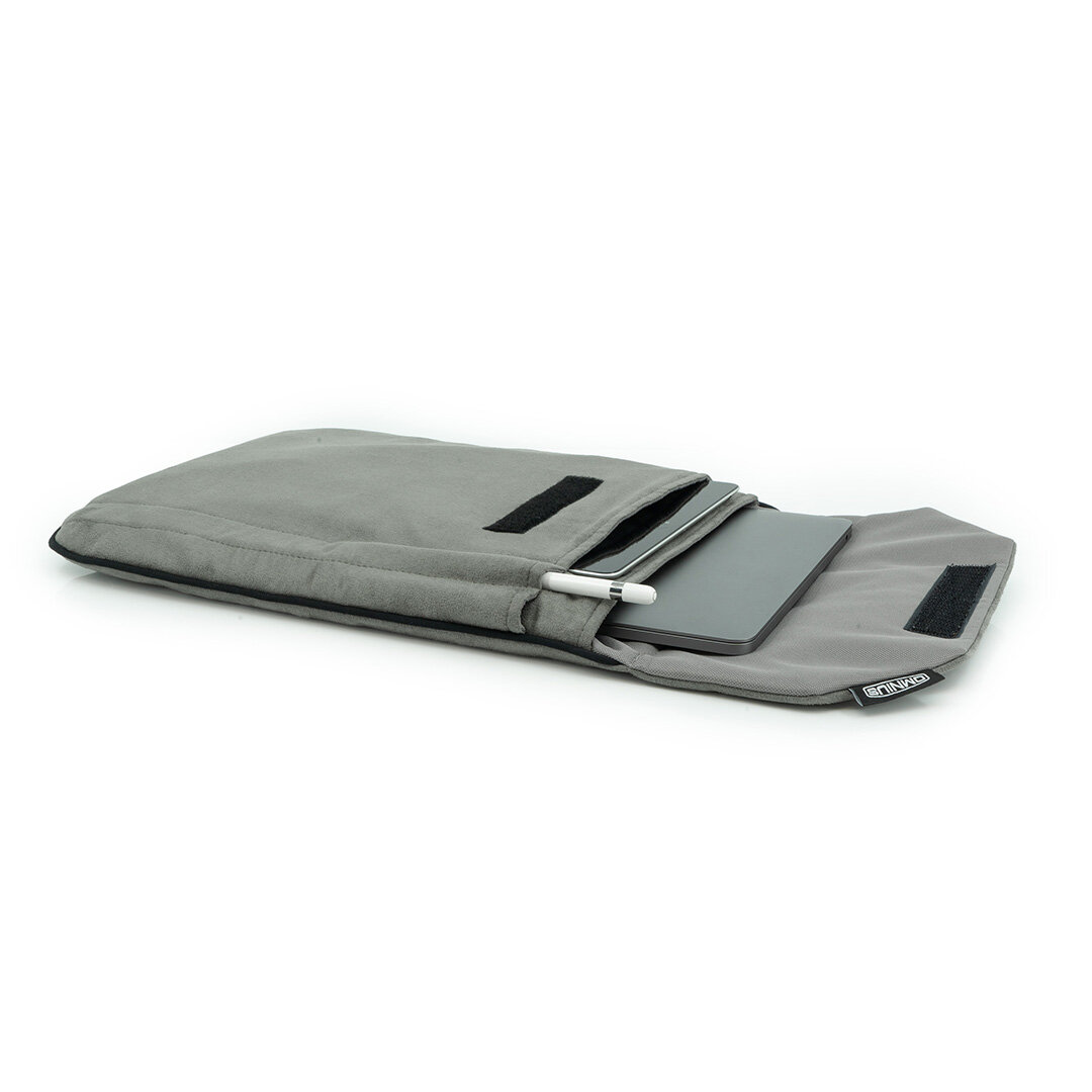 Support pour ordinateur portable Omnius 14 pouces gris aspect Alcantara fermeture Velcro
