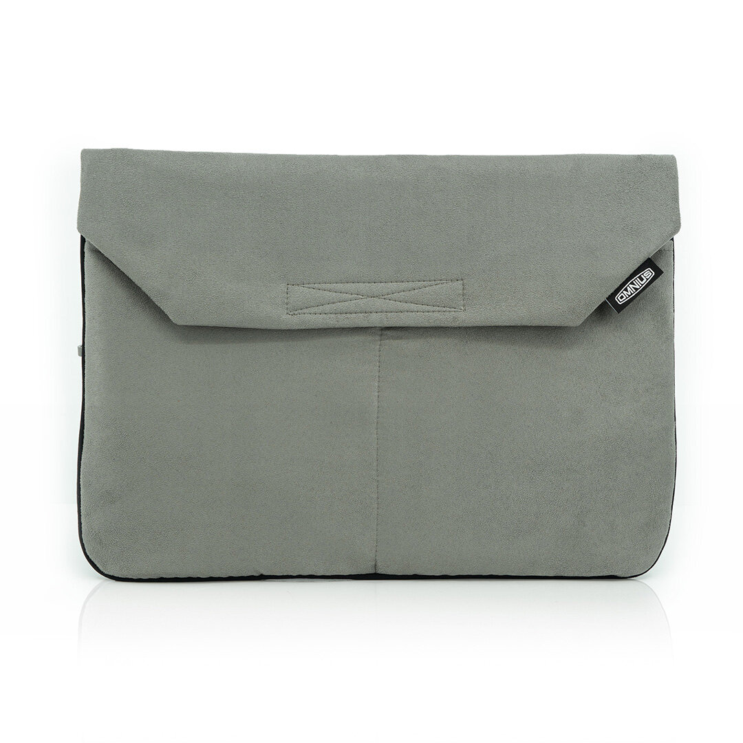 Housse d'ordinateur portable Omnius 16 pouces gris aspect Alcantara fermeture velcro