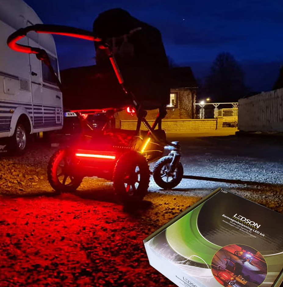 Ensemble d'éclairage pour poussette Ledson complet avec bandes Flexistrips et câble adaptateur USB