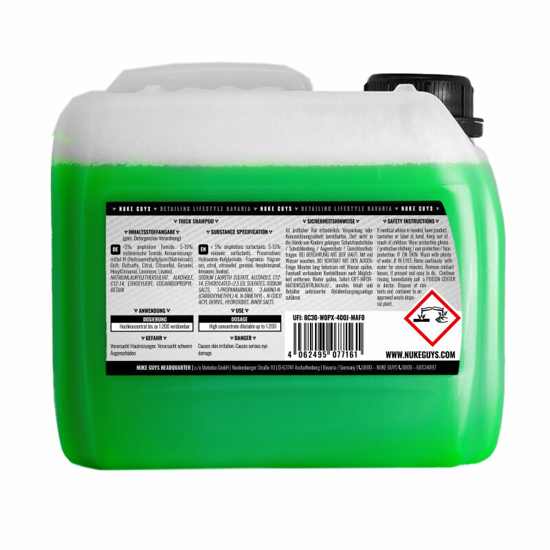 Shampooing Voiture Nuke Guys 3 Litres Hautement Concentré pH-Neutre Parfum Agrumes Frais