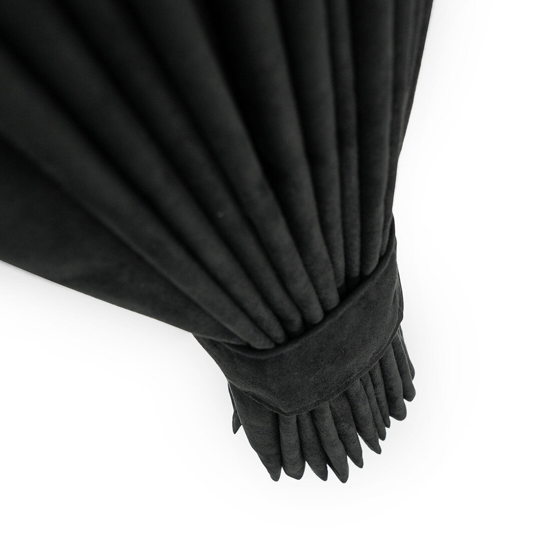 ENSEMBLE DE BASE RIDEAU LATÉRAL, RUBAN POUR FENÊTRE AVANT ET RIDEAU À 3 BURVEFRANGES NOIRES ET BLANCHES