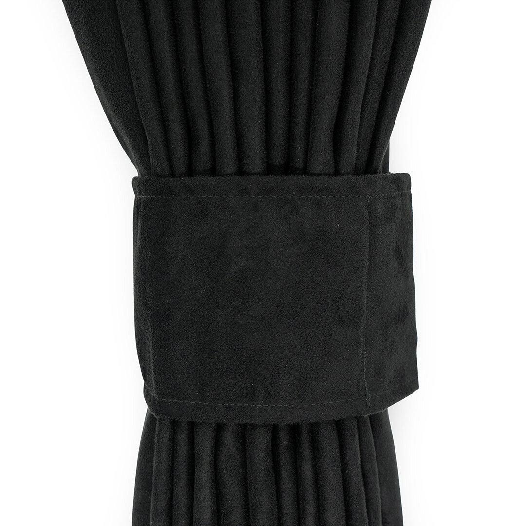 ENSEMBLE DE BASE RIDEAU LATÉRAL, RUBAN POUR FENÊTRE AVANT ET RIDEAU À 3 BURVEFRANGES NOIRES ET BLANCHES
