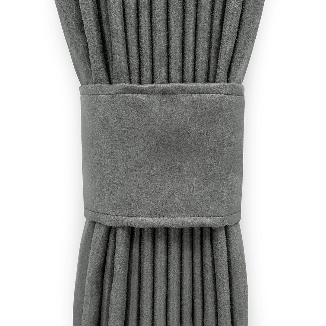 Set di tende Alcantara-Look Set di tende laterali con cinghie di sospensione e fascia per parabrezza con frange 90x225 cm