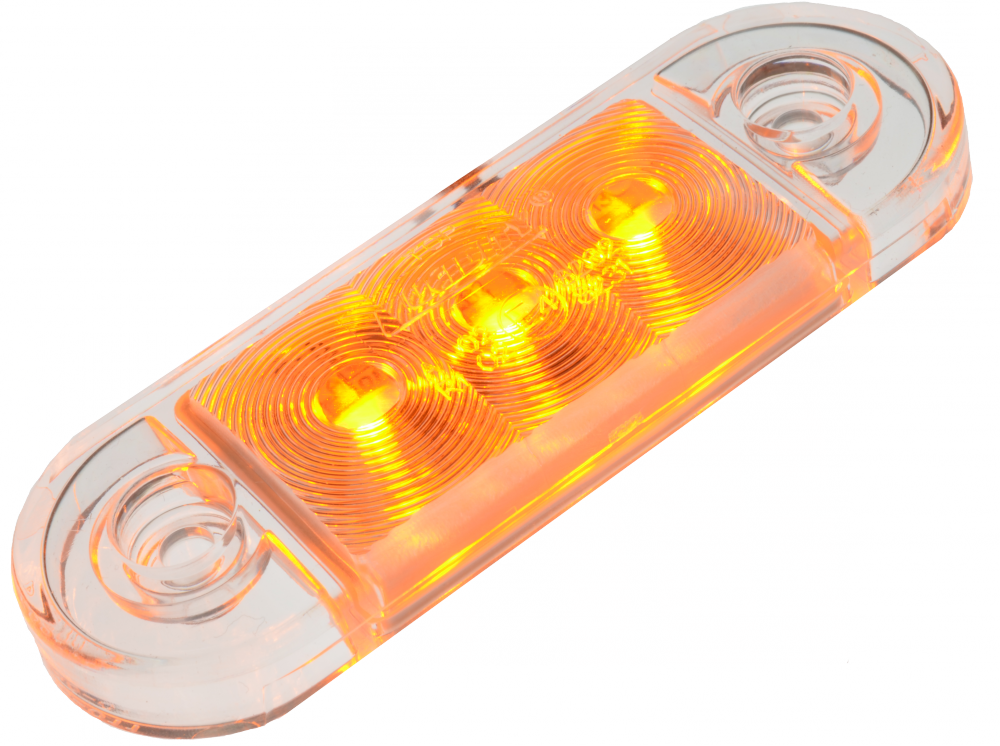 Feu de position latéral Fin 9mm 85x29mm Multi-Tension 12-24V IP67 Polycarbonate Résistant aux chocs Câble 2,5m