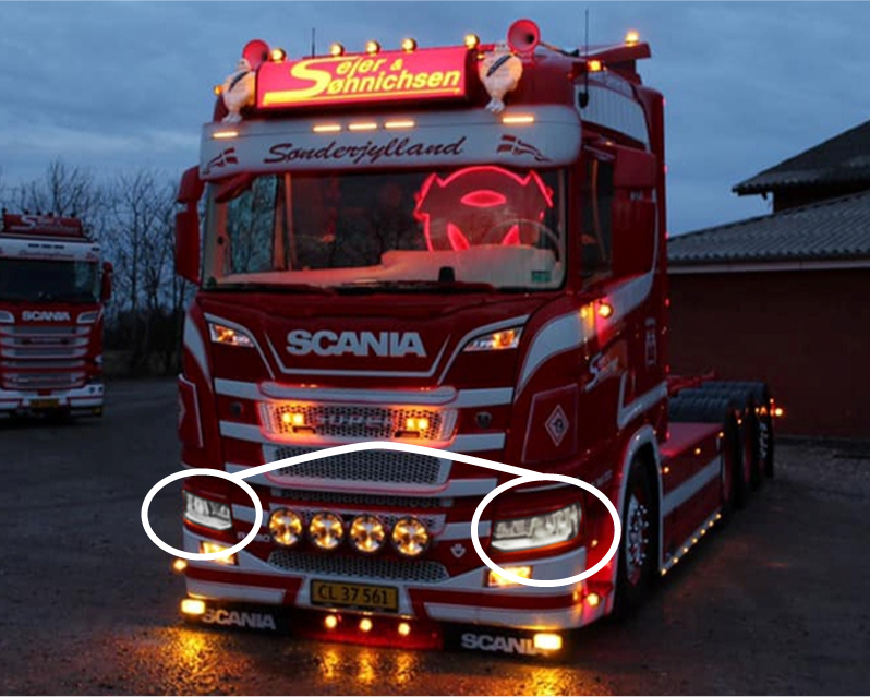 Feu de position supplémentaire 24V pour Scania +2016 avec phares à LED