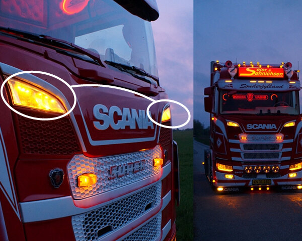 Lumière de position LED orange 24V en ligne pour calandre de camion, adaptée pour Scania R/S NextGen