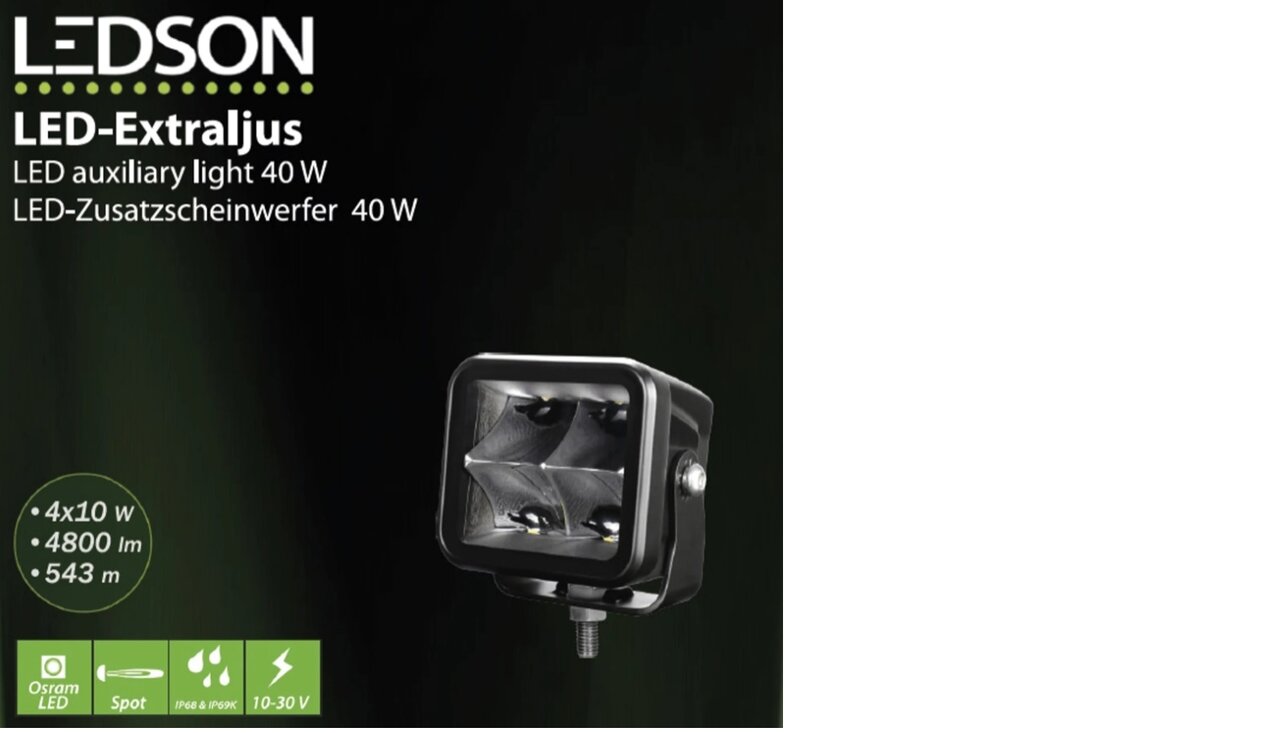 Ledson LED Fernscheinwerfer Vega S Compact 4800 Lumen 4x10W Osram 5700K IP68/IP69K