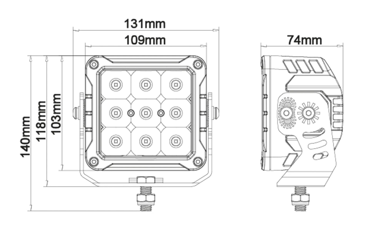 Lampe de travail Ledson Heavy Duty Triton 36x5W Osram LED 9831 Lumen Diffusion de lumière 120° IP67