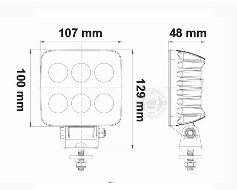 Lampe de travail LED CISPR25 4200 Lumen IP68 IP69K 107x100x48mm