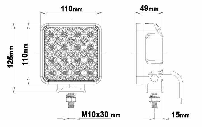 33501649 Éclairage LED 64W Osram 8106 Lumen 6200K IP69K 110x125x49mm