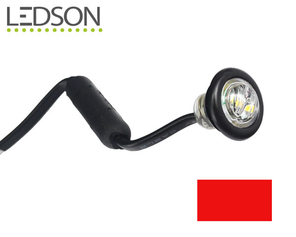 Lampe latérale ronde en verre transparent lumière rouge diamètre 28 mm