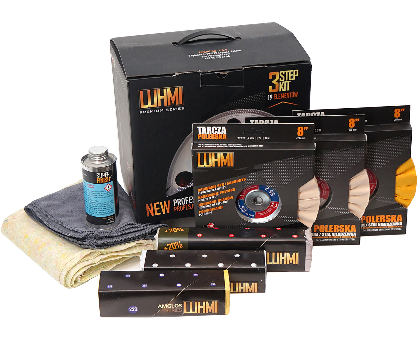 Luhmi Kit de Polissage 3 Étapes Pour Chrome Aluminium Cuivre Acier Inoxydable
