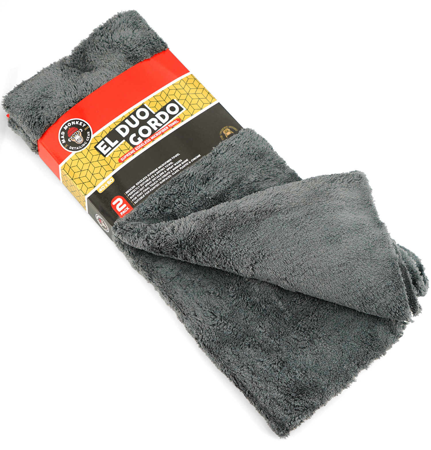 Chiffon en microfibre Mad Monkey 550 Gsm Supreme sans bord 40x60cm 2-Pack