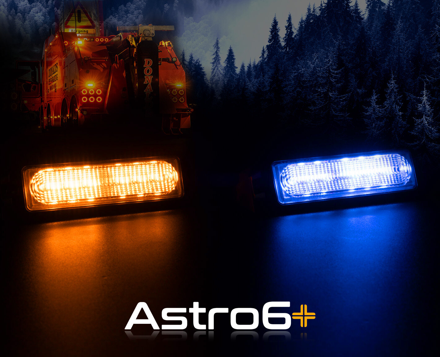 Astro6+ Avertisseur Lumineux Orange Bleu 21 Modèles de Flash 12-24 Volt IP67 119x29x8 mm