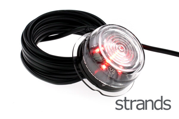 STRANDS Largeur Lampe Verre Clair Feu Rouge 12V/24V Homologué E Câble 5m