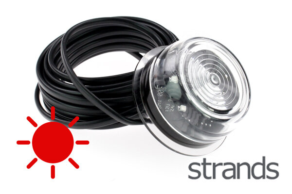 STRANDS Largeur Lampe Verre Clair Feu Rouge 12V/24V Homologué E Câble 5m