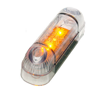 Feu de position transparent 3 LED Verre clair 12-24 Volt 84x24x25 mm Avec marquage E