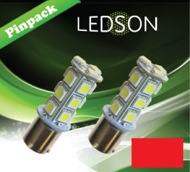 Éclairage LED Camions 24V Rouge P21W BA15s 18 Diodes 5050 SMD 320 Degrés