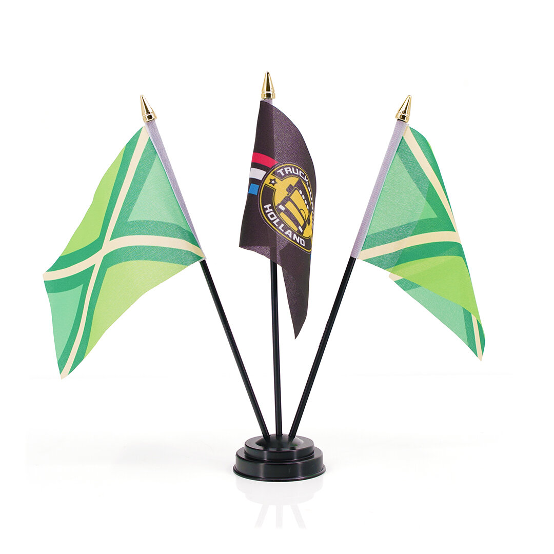 Drapeau FLAG-AH 10x15 CM Support en plastique noir Tête de mât dorée